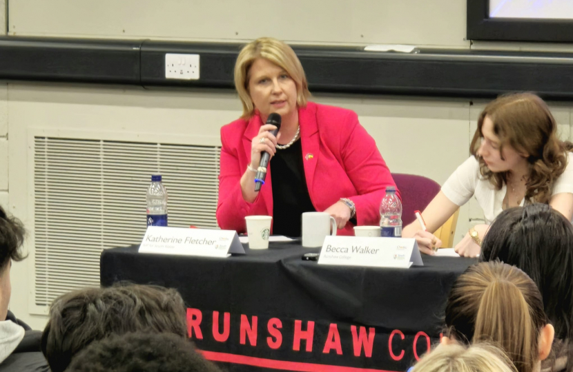 Katherine answering a question at Runshaw Question Time.