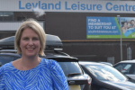 Katherine standing outside Leyland Leisure Centre