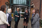 Katherine talking to staff outside the hospice