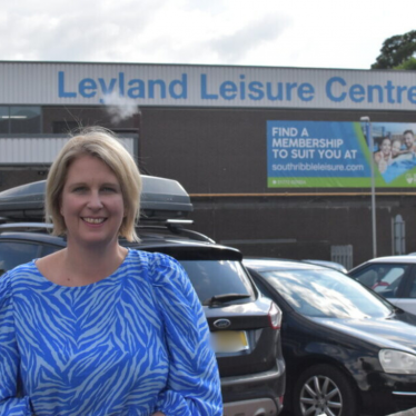 Katherine standing outside Leyland Leisure Centre