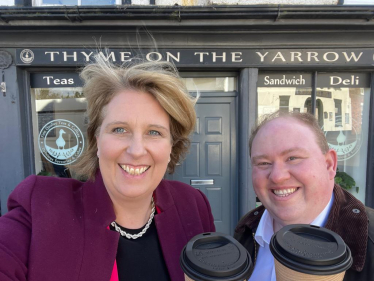 Katherine and colleague outside Thyme on the Yarrow cafe